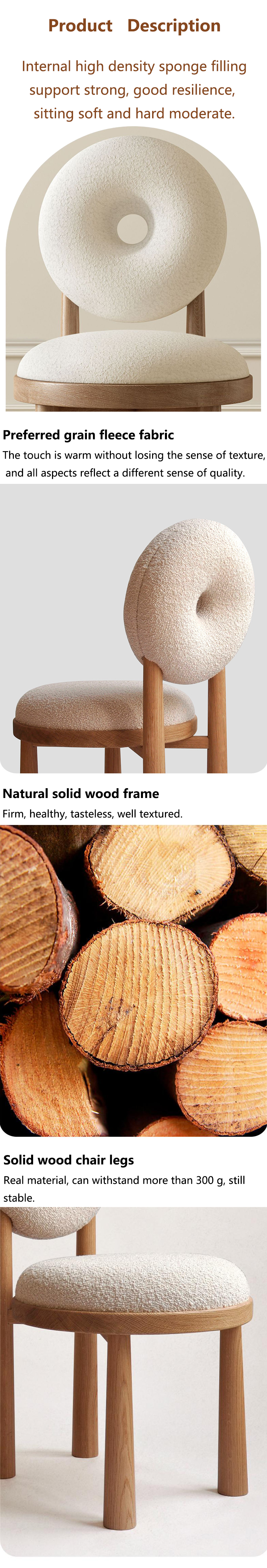 Oak Wooden Cashmere Dining Chairs Lamb Velvet For Modern Office