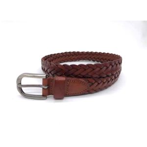 Women Leather 2.5cm Skinny Waist Belts Full Grain Braided