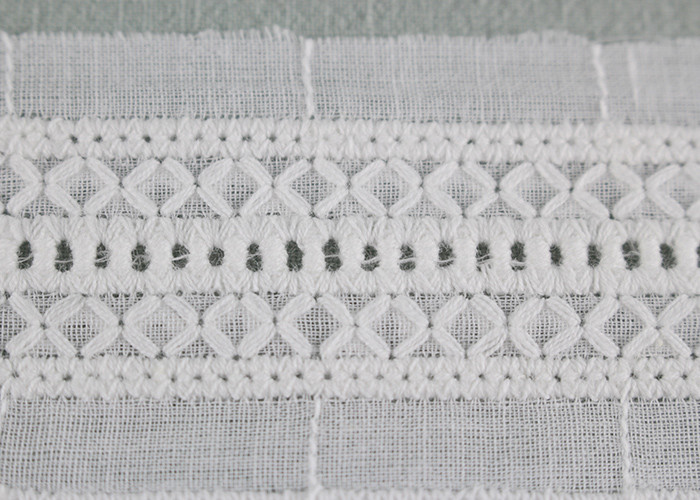 Flat Cotton Lace Trim With Linear Lace Pattern By The Yard For Garment Designer