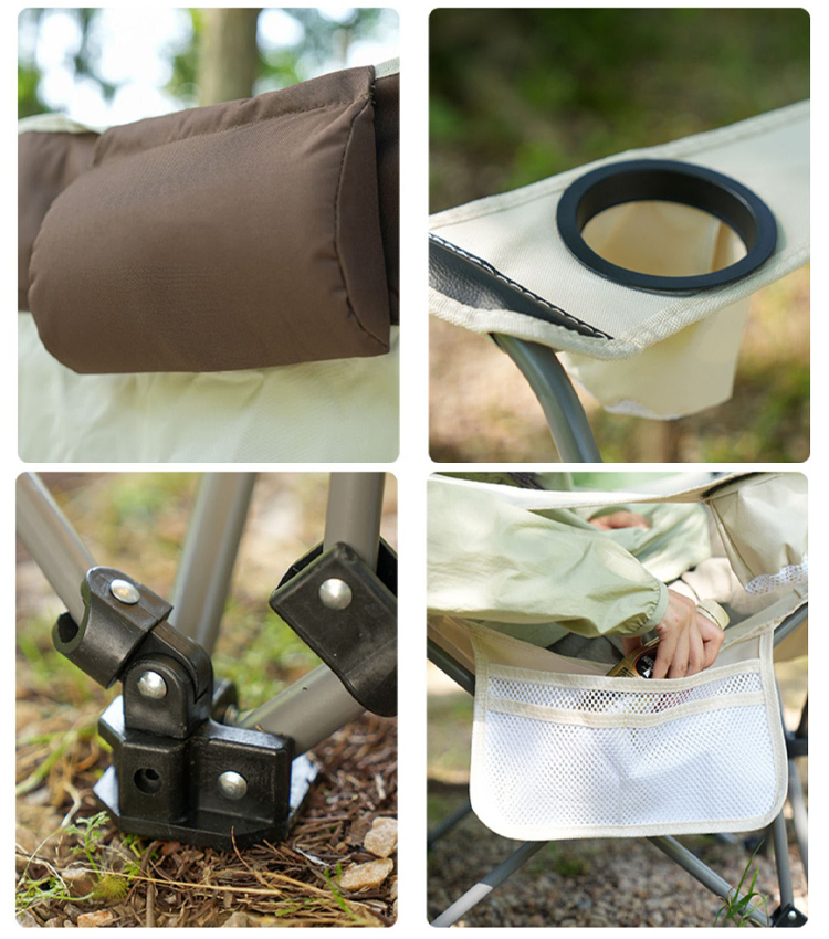 Outdoor Camping Portable Folding Beach Chair with Armrest and Removable Armrest Design