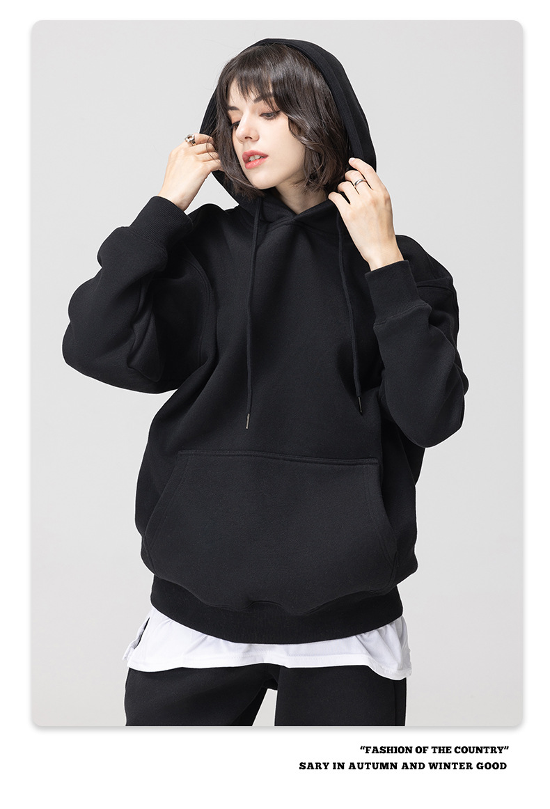 Heavy Embroidered Hooded Sweatshirt Crop 350gsm Heavyweight Cotton French Terry Thick Fleece Hoodie Men
