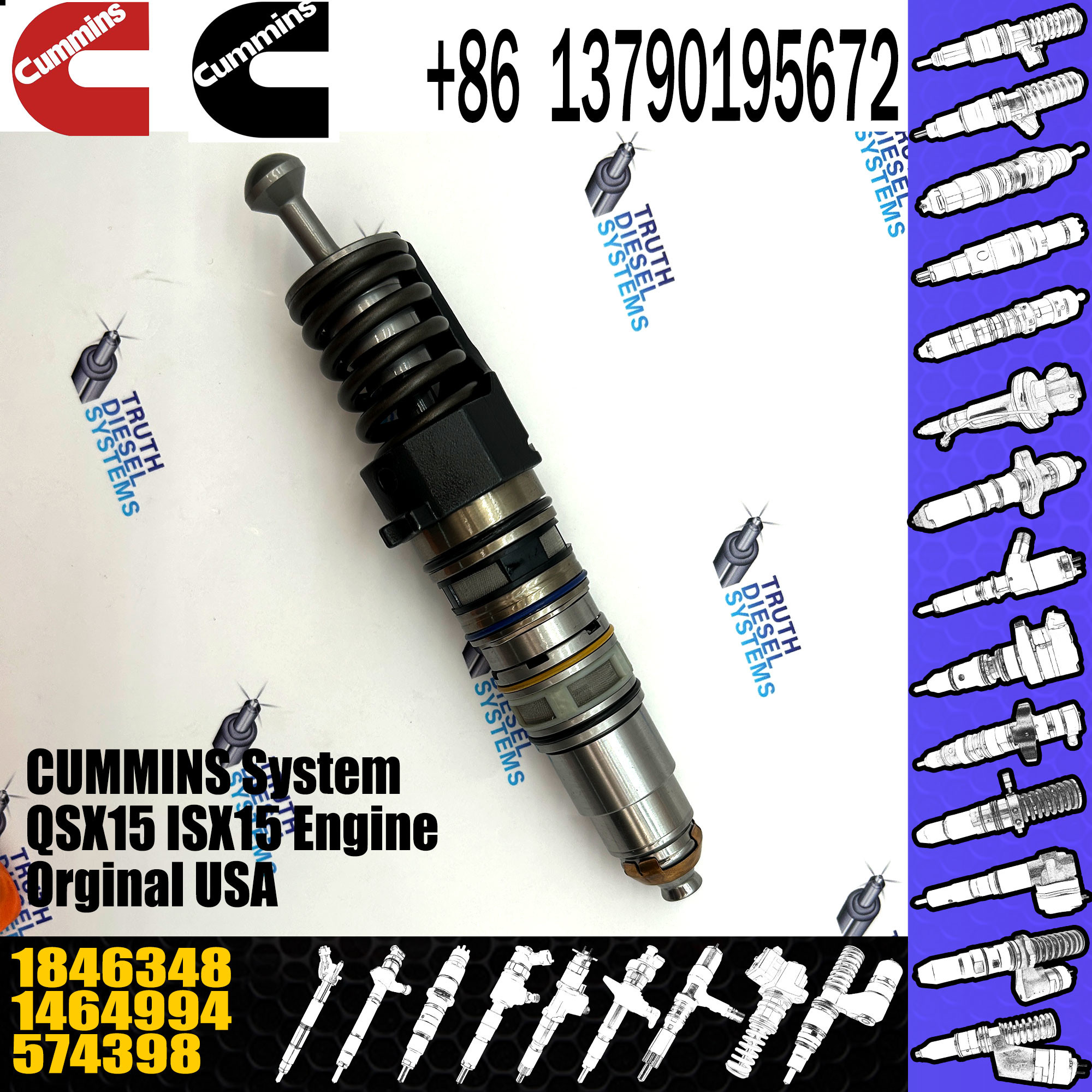 4954646 Genuine Diesel Engine Common Rail QSX15 Fuel Injector 4076963 4903028 570016 1521978