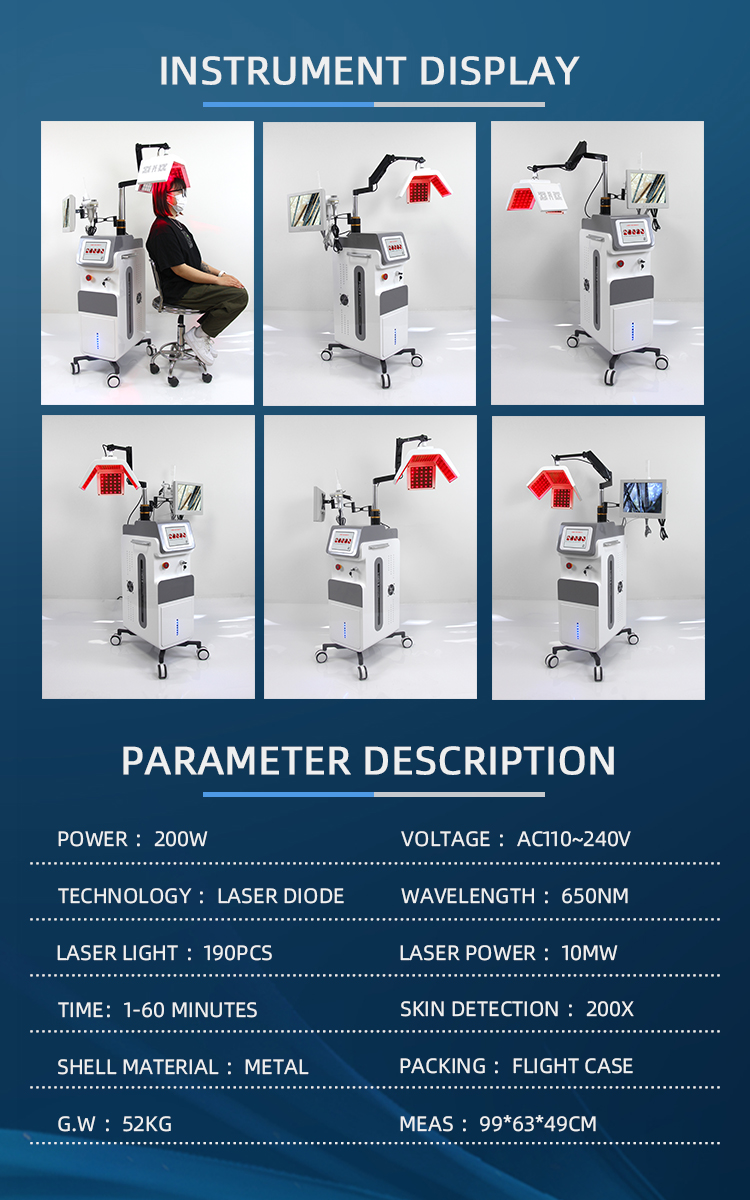 Q Switch 6pcs Pads LED PDT Machine Professional Hair Regrowth Machine