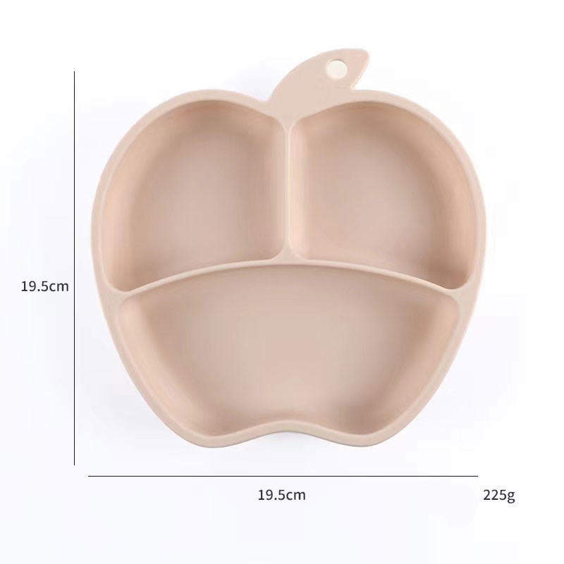 Anti Slip Silicone Dining Plate Integrated Anti Drop Baby Dining Plate Apple Shaped Children Tableware Suction Cup Bowl