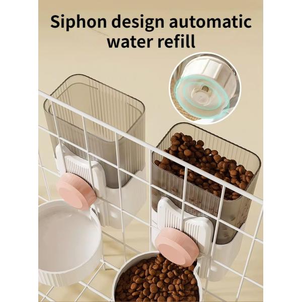 Cage Hanging Pet Feeder Plastic Hanging Water Dispenser Double Bowl For Cat And Dog
