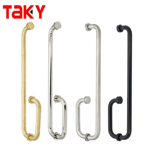 Hotel Bathroom Round Tube Golden Shower Room Glass Door Pull Handle