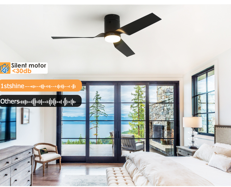 Plastic Blades 52" Smart Ceiling Fan with WiFi Music Play and Metal Lamp Body Material