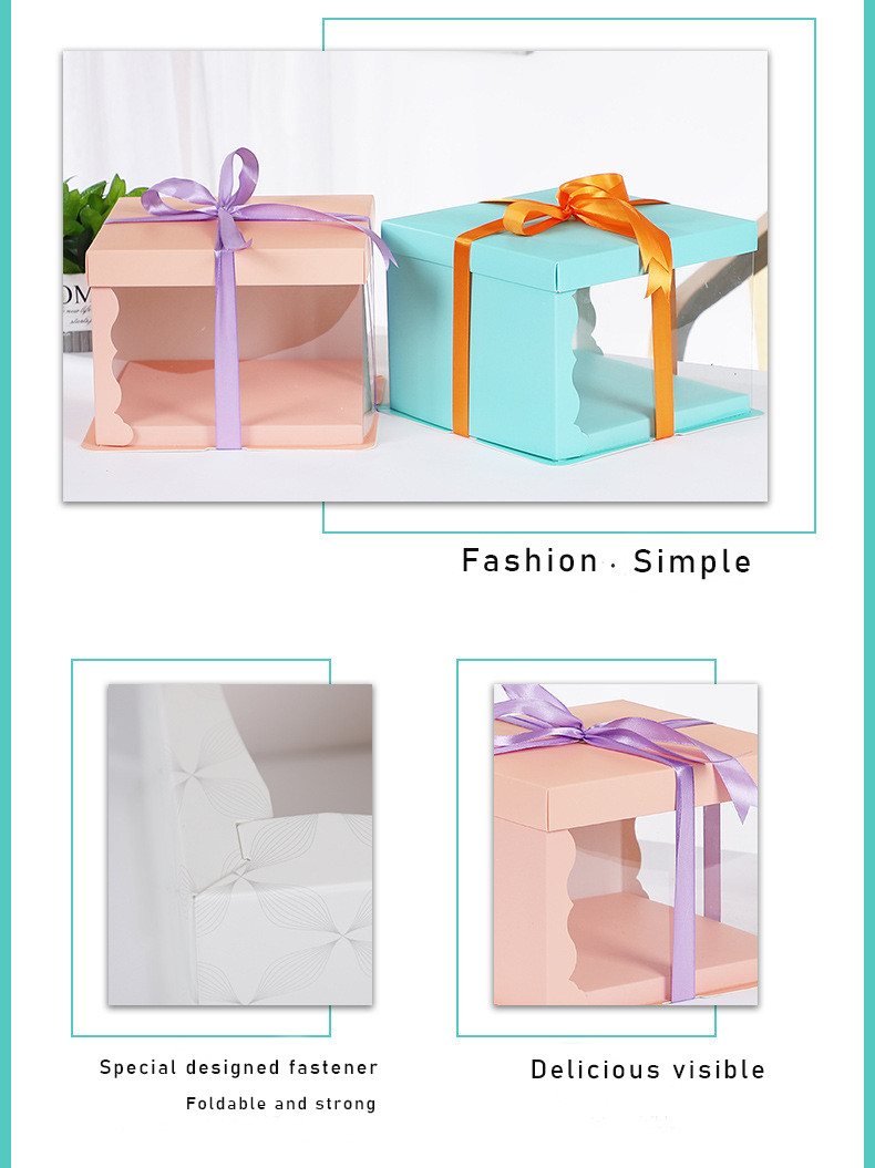 Recycled Birthday Cake Gift Packaging Boxes With Transparent Window