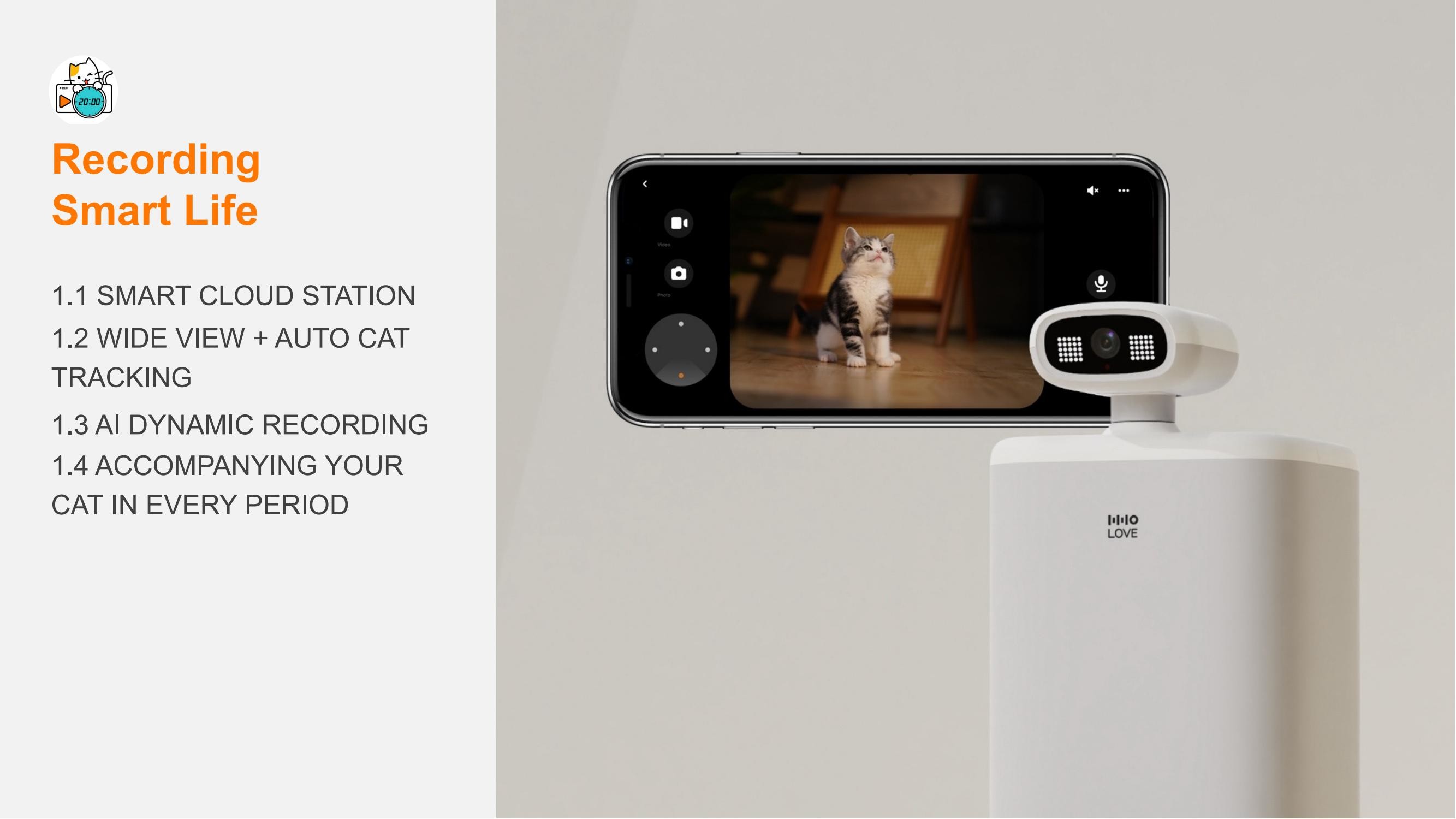 Smart Companion Pet Cat Robot With 2.5L Feeder / 4X Digital Zoom Camera