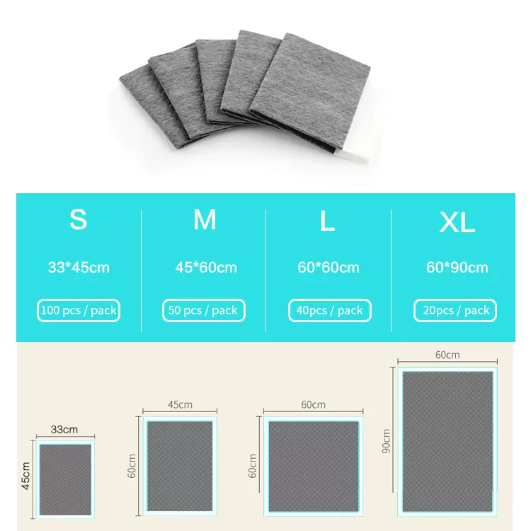 60*60 Bamboo Charcoal Fiber Pet Underpad Sustainable and Solution for Dog Sanitation