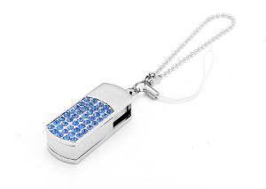 China Blue 16g 2.0 Metal Usb Flash Drive With Jewelry Decoration 3 Years Warranty wholesale
