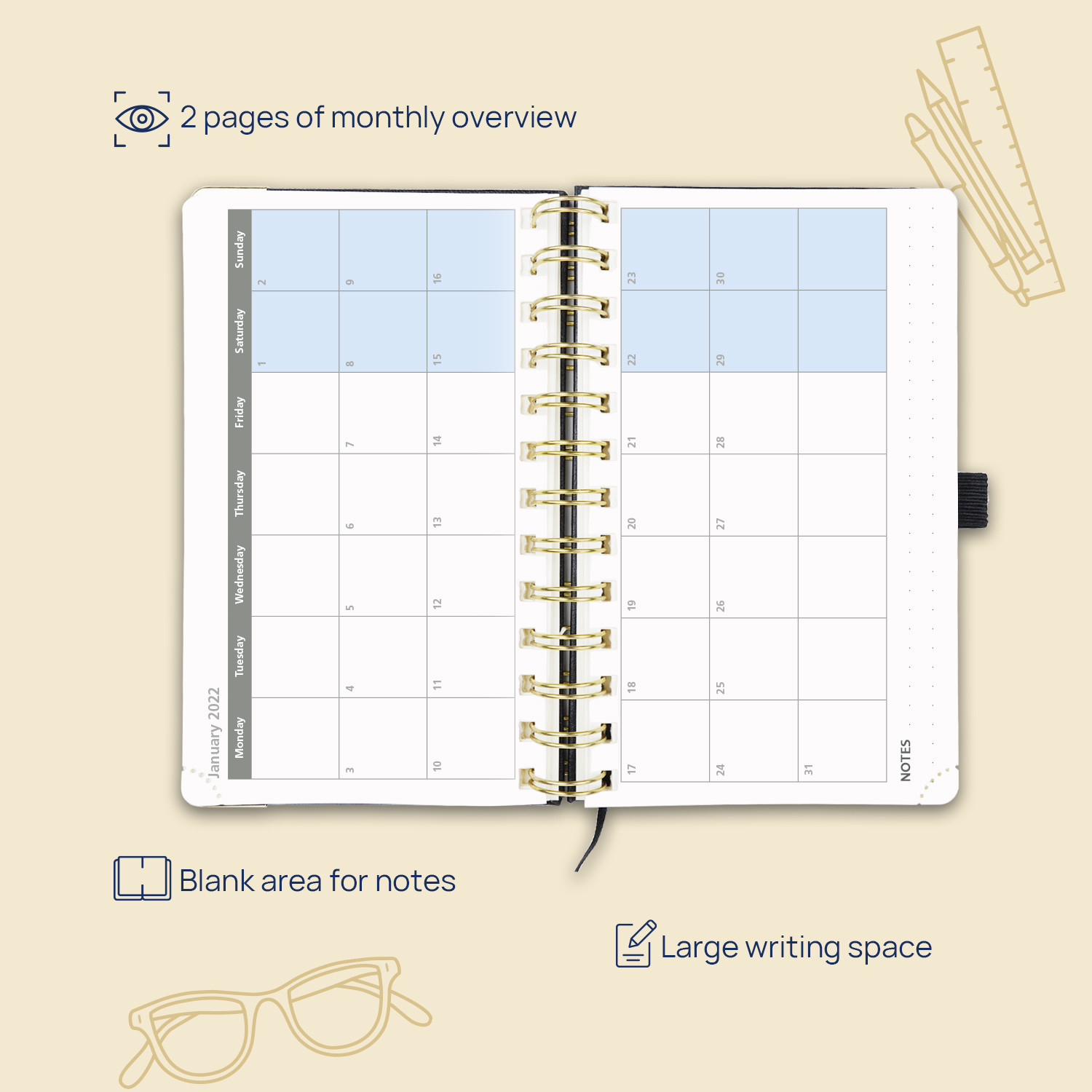 OEM ODM Green Academic Planner 2023 FSC Certified 80GSM Ivory Paper