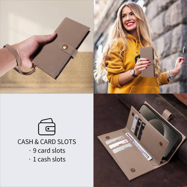 Suitable For IPhone 17 Pro Max First Layer Cowhide Mobile Phone Case Apple 17 Wallet Lanyard Card Slot High-End Leather Case