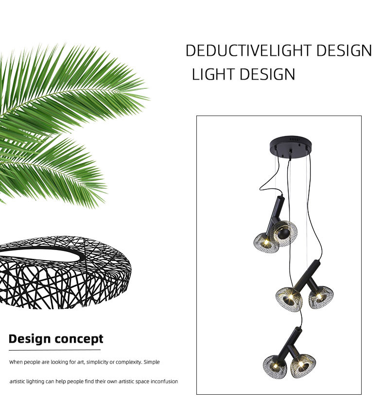 Nordic black Designer Chandelier Bedroom Living Room Dining Staircase Chandelier(WH-MI-411)