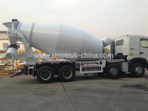China 266-371hp Euro2 Euro3 HOWO A7 Truck Concrete Mixer 8x4 10cbm In Red White Color wholesale