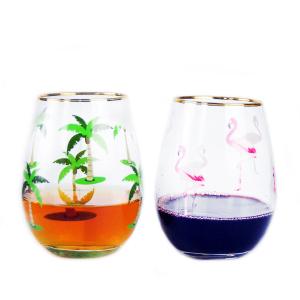 China Hand Painted Gold Rim Wine Glass Tumbler With Color Decal wholesale