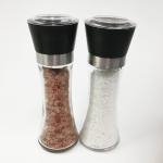 Glass Stainless Steel 255g 180ml Salt Pepper Mill Set for Kitchen