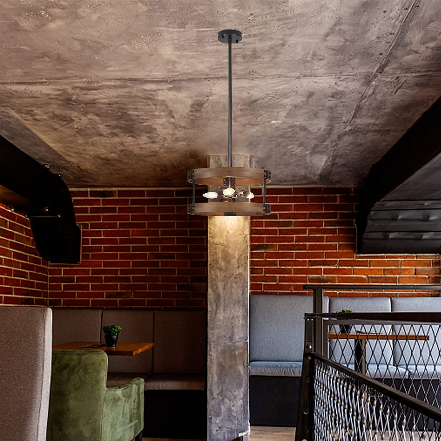 Rustic Farmhouse Ceiling Light 3-Light Semi Mount Chandelier(WH-CI-133)
