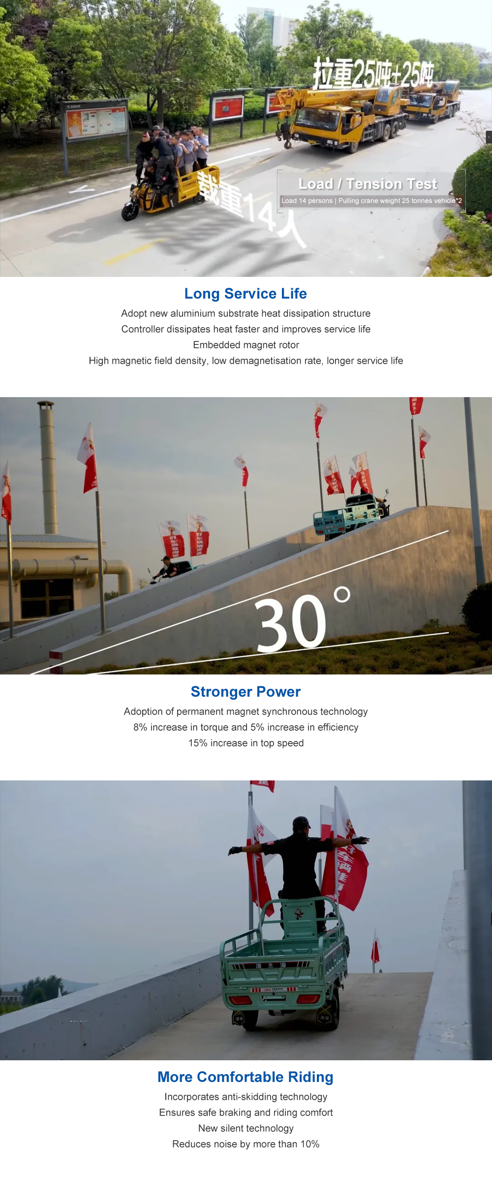 Passenger Three Wheel Electric Tricycle Scooter Driving Mileage of ≥90km and Affordable
