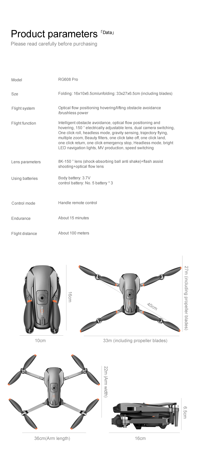 OEM Logo Rg608 Pro Lift Obstacle Avoidance 8k Dual Camera Night Flash Shooting Brushless Motor 2.4g Wifi Fpv Quadcopter