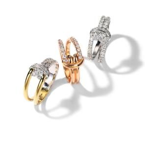 China 4g 18K Gold Diamond Rings 0.51ct 0.27ct 0.24ct Eternity Knot Rings wholesale