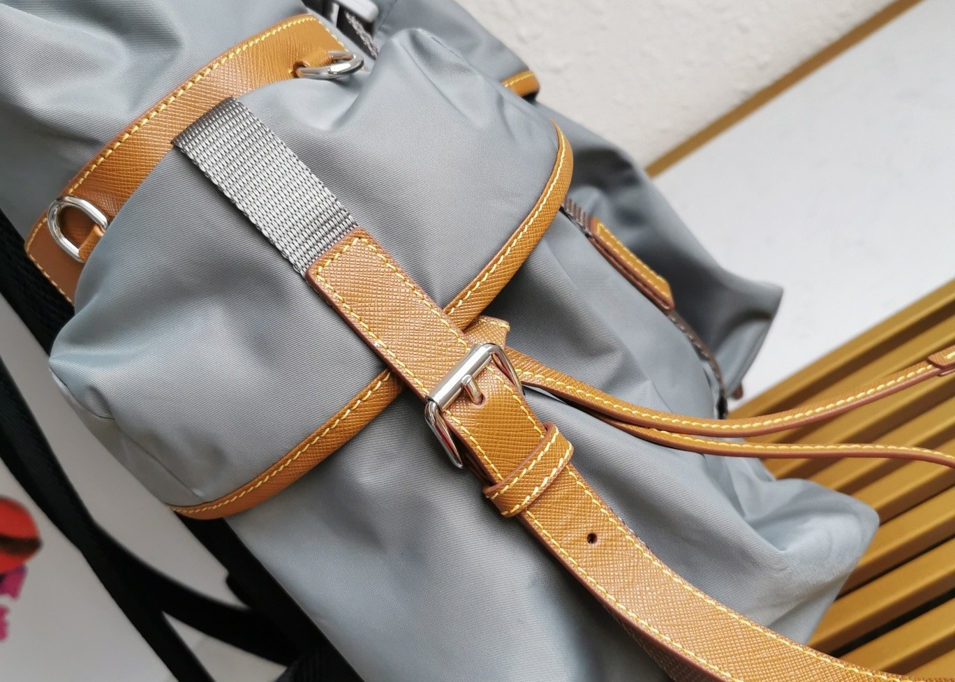 Saffiano Leather Apricot Luxury Brand Backpack With Multiple Pockets