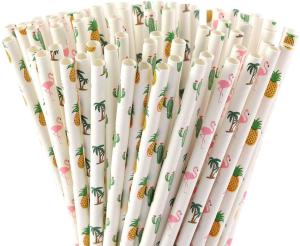 China Hawaiian Tropical Party Pineapple 12mm Paper Straws Luau Decorations wholesale