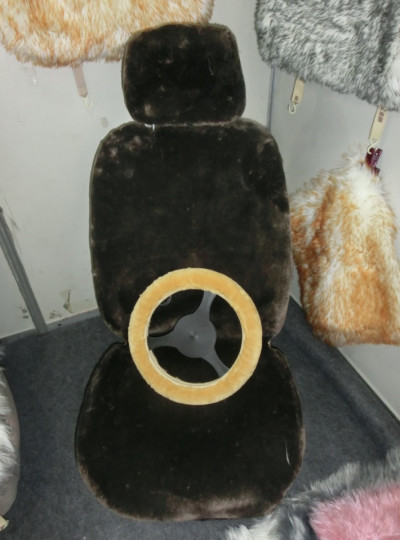 White Fitted Genuine Sheepskin Car Seat Cushion For Toyota
