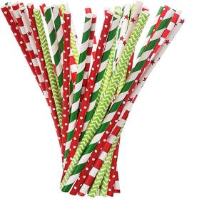 China 7.75 Inches Birthday Party Favors Santa Hat Snowflake Christmas Paper Straws wholesale