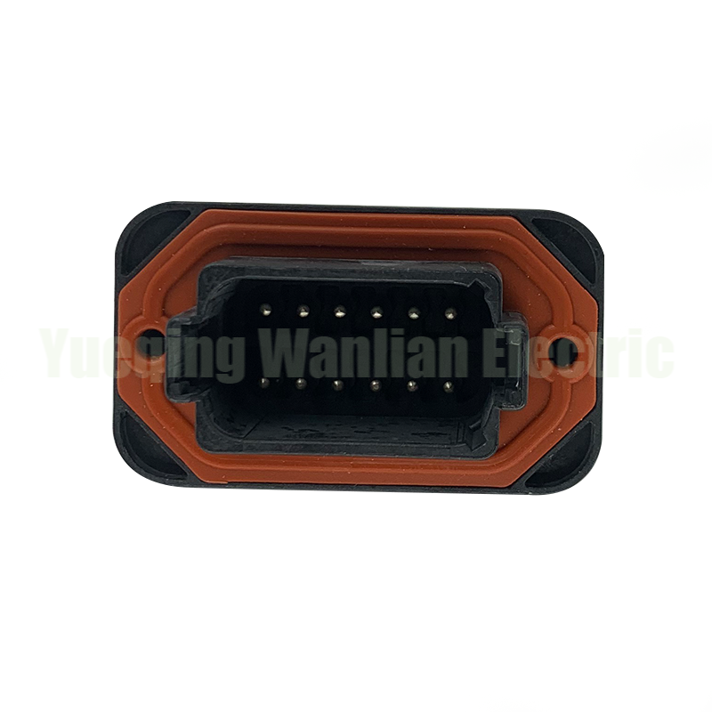 12 Pin DT15-12PB Black Automotive Connector DT Straight Pin PCB Mounting Head Wireline to Board Plug Socket