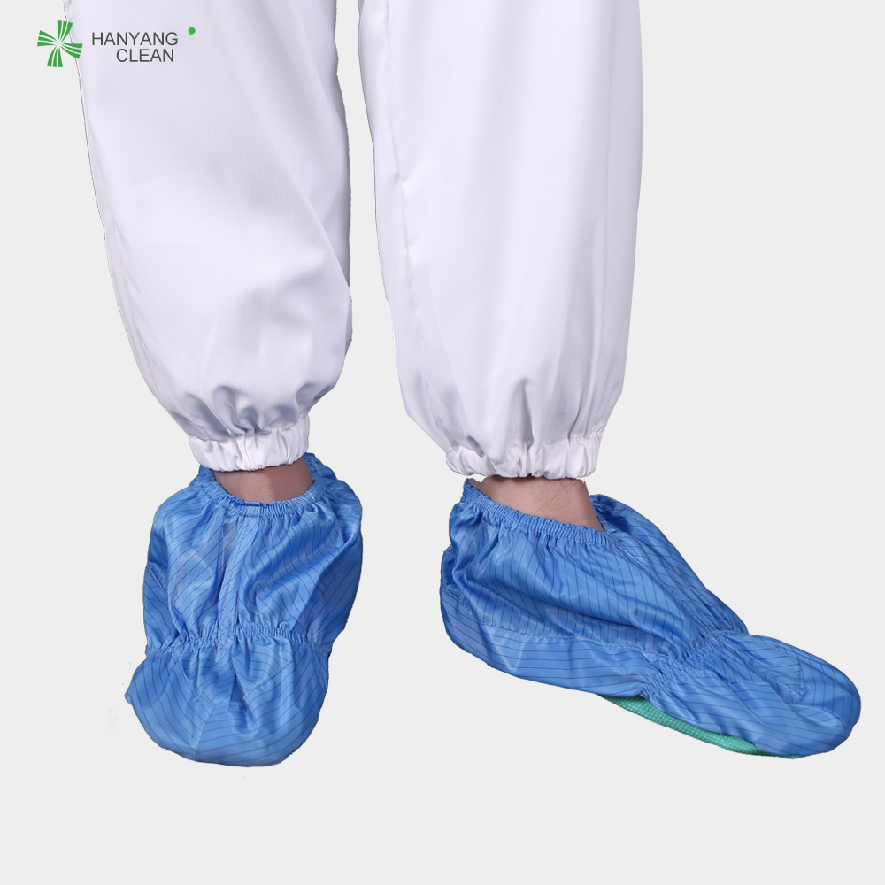 Pharmaceutical clean room reusable and washable blue stripe shoes soft sole antistatic ESD shoe covers