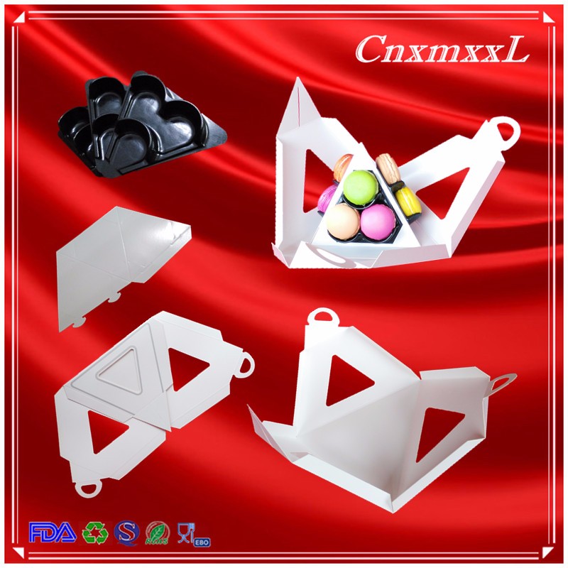 Macaron Box Packaging Triangle Pyramid Shape Small Cake Packaging Box