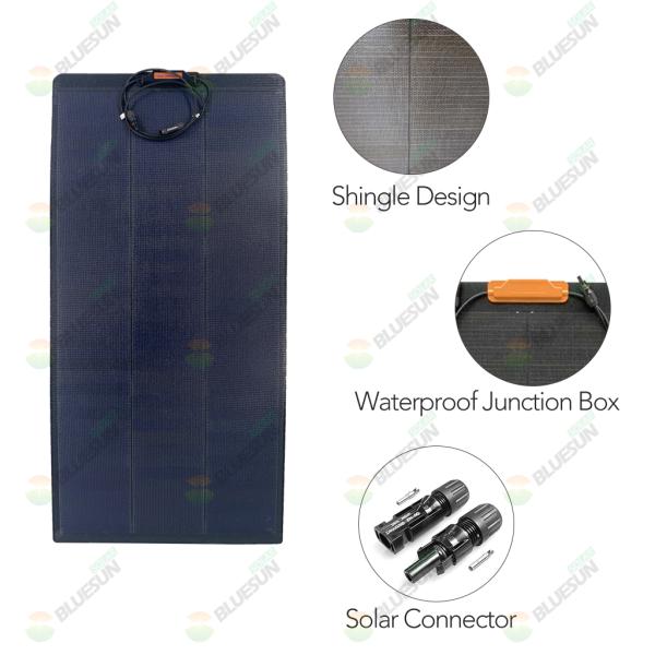 160W 170W 180W Black Reinforced Semi-Flexible Solar Panel 160W Shingled Solar Panel Price