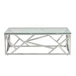 Rectangle 130x70x45cm SS Coffee Table Scratch Resistance Tempered Glass Top