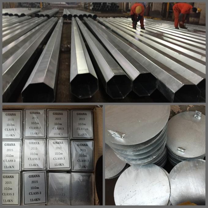 25ft - 45ft 15kv Electrical Power Pole 500kgf Load Octagonal Hot Dip Galvanized 0