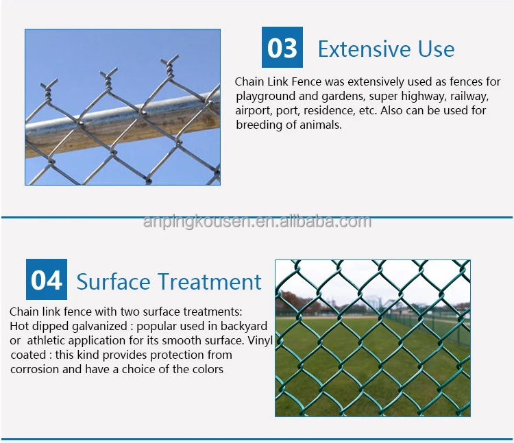 Metal Type Steel Chain Link Netting Fence for Football Court School Sports Playground
