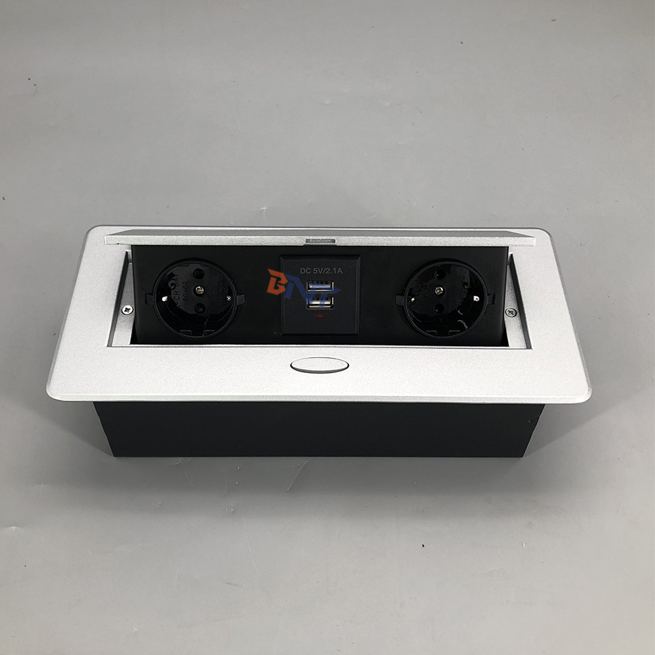 Hidden Table Type Pop Up Germany Power Socket Outlet with USB charge socket 2.1A