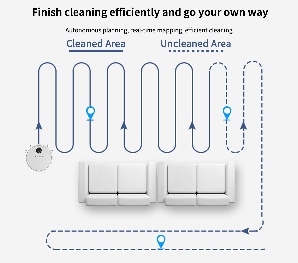 Low Noise Smart Robot Floor Mop Cleaner Camera With Vslam Mapping Function