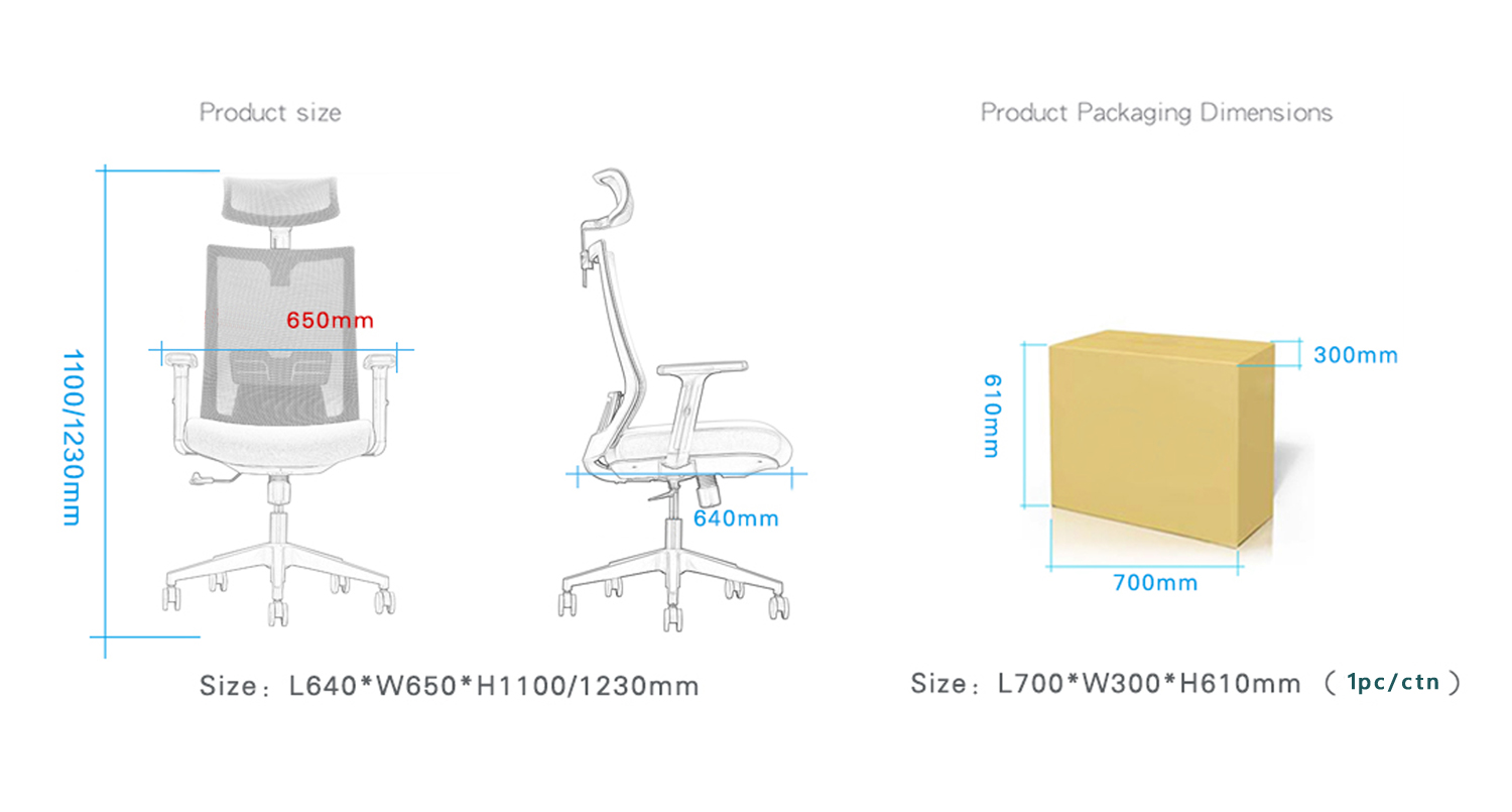 M890A Gray Adjustable Mesh Office Executive Chair 2D Armrest Ergonomic Luxury Office Chair