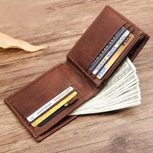 China Daily Life Main Material GENUINE LEATHER Wallets For Man Anti-Theft Short Male Purses wholesale