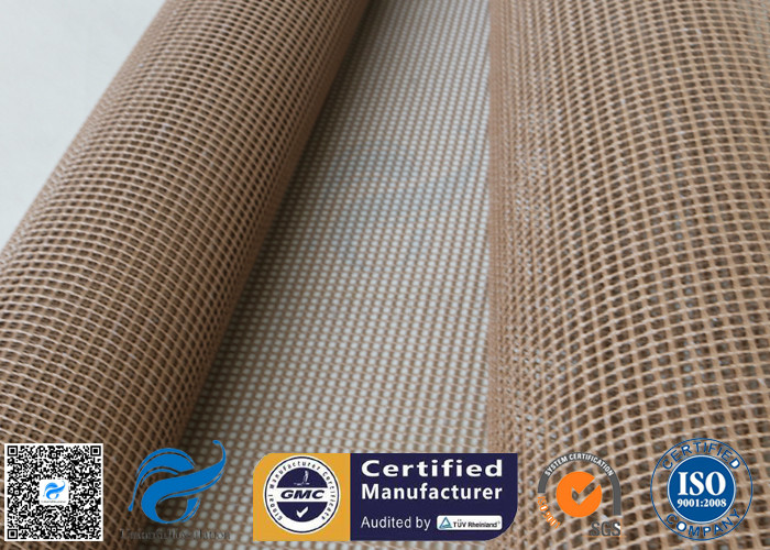 PTFE Coated Fiberglass Conveyor Belt Fabric 4x4MM Doule Weft Brown Open Mesh