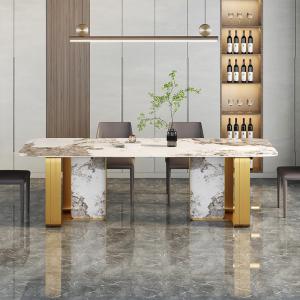 China Minimalist Stainless Steel Marble Dining Table For Contemporary Living wholesale