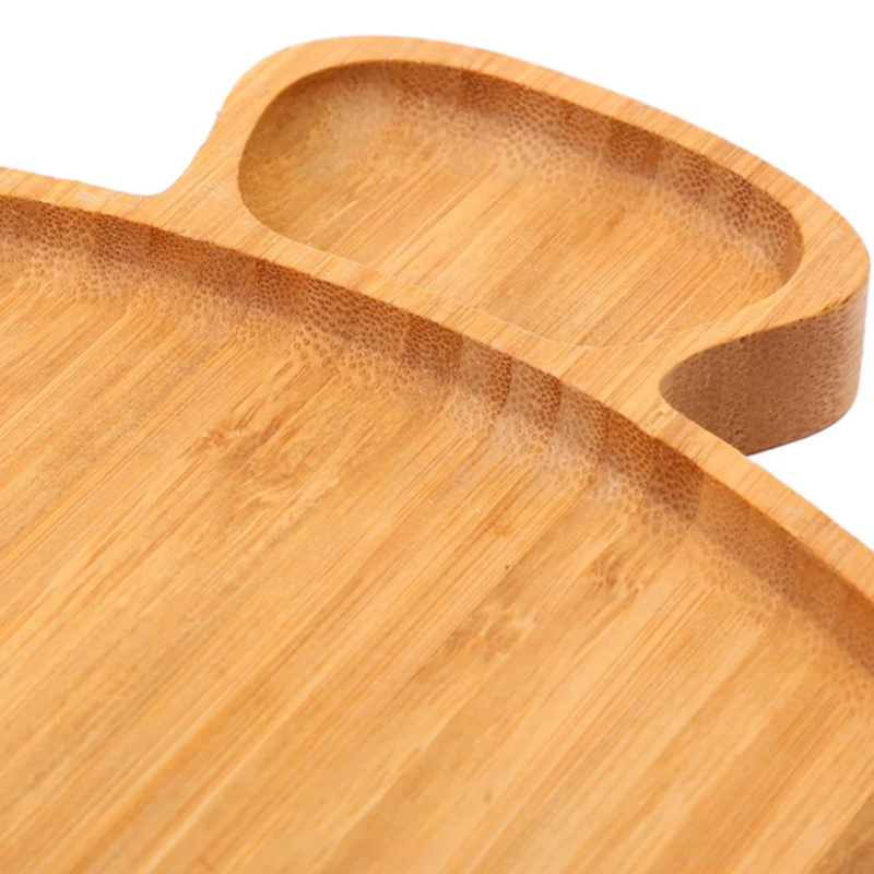 Baby Children Mushroom Shape Bamboo Serving Trays with Dinner Plate in Modern Style
