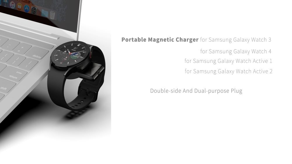 Black Samsung Watch Wireless Charger with USB Type C And Type A Input plug