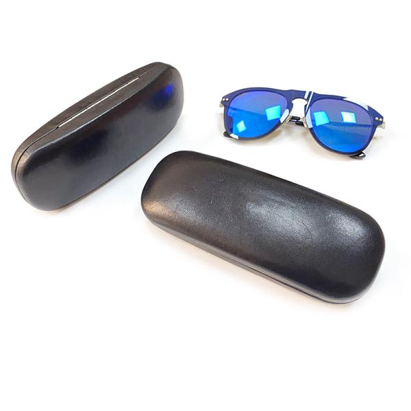 Pure colour Pu Leather Eyeglasses Case Hard Metal Optical Glasses Case