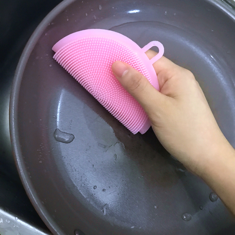 Multipurpose Kitchen Non-Scratch Scrubber Coloring Sponge Silicone Scrub for Housecleaning Dishwashing Heat Insulation Pad