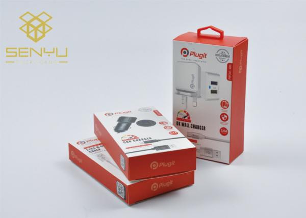 Paper Packaging Box USB Cable Box with Blister Tray , Mobile Accessories