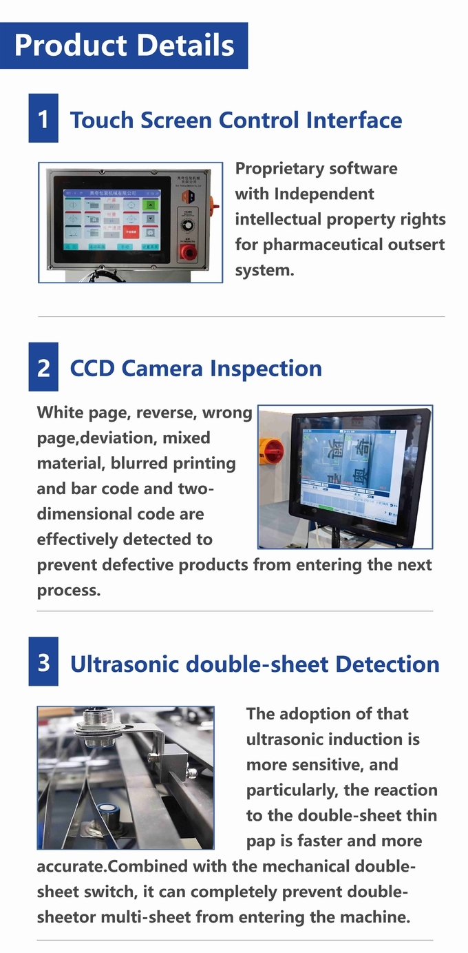 AOQI's Pharma Large Format Leaflet Outsert Production Paper Folder For Pharma Industry