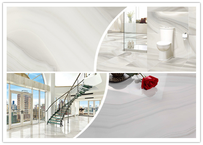 Polished Marble Effect Ceramic Floor Tiles Agate Beige Color 600*1200 Mm