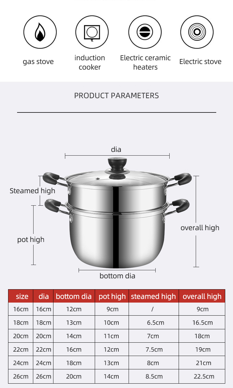 Wholesale TOP Seller Cookware Silver Cooker Soup Pots Round Steamer Cooker Steam Cooking Pot For Kitchen